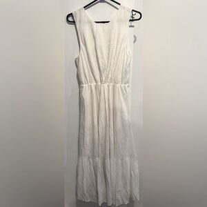 BANANA REPUBLIC open back midi dress white snowy day sold out lined peasant USS